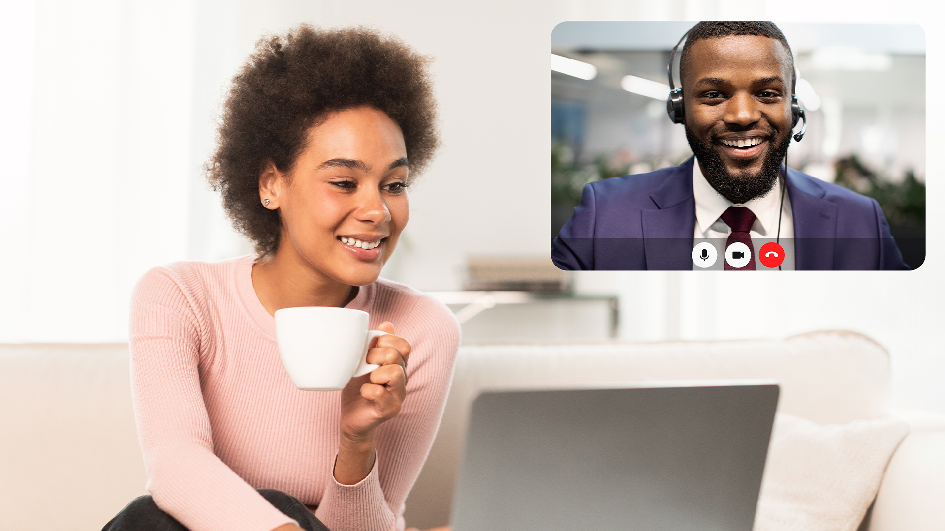 Customer on video call with AAE Fundraising Success Manager